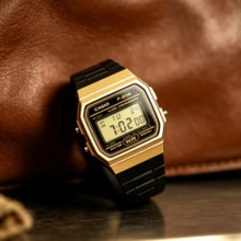 Casio Retro Square Classic Quartz Movement Unisex Watch - Gold - View 4