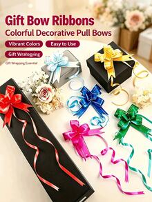 200 Pcs Colorful Pull Bow Gift Ribbons, Decorative Gift Wrap Bows, Plastic Pull String Ribbon For Gift Box Gift Bag Sealing Holiday Party Wrapping Decoration - Multicolor - View 8