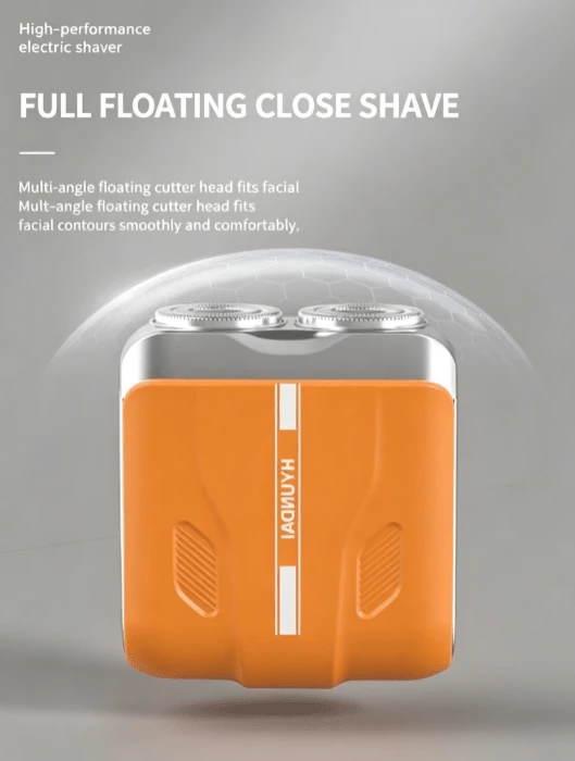 HYUNDAI Portable Mini Electric Shaver | Dual-Head Washable | Type-C Fast Charging Travel Hair Trimmer - Orange - View 1