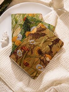 2pcs A5 & A6 Vintage Floral Refillable Notebook Set, Plant Woven Fabric Cover Loose Leaf Planner, With Button Closure, Artistic Writing Journal, Suitable For School, Office, Study And Gift - Upgraded Fabric Surface - View 2