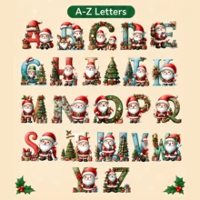LICVIC 54-540pcs Custom Santa Initial Christmas Stickers With Name, Personalized Letter Labels Stickers, Festive Holiday Gift Decor, Customized Christmas Name Labels, Customizable Gift Wrap Stickers, Christmas Party Decor, Holiday Gift Accent, Round Sticker - Style C - View 3