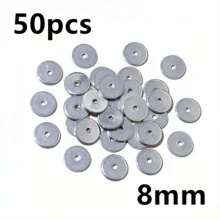 50Pcs Stainless Steel 4/5/6/8/10mm Flat Round Loose Spacer Beads For DIY Jewelry Necklace Bracelets Making Accessories - Spacer - View 19