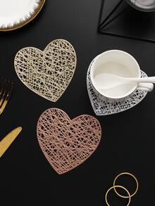6-24pcs Hollow Heart Heat-Insulated Coasters, Vintage Lace Style PVC Round Lace Edge Non-Slip Heat-Resistant Table Mats, Suitable For Christmas Afternoon Tea Home Party - Multicolor - View 5