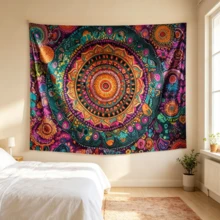 1pc Mandala Tapestry Background Cloth, Bohemian Print Tapestry, Suitable For Home Decor, Yoga Studio Decor, Bedroom Decor, Living Room Decor And Office Decor, Multiple Sizes Available, 2D Flat - Multicolor - View 6