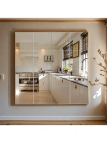 1pc Large Size High Definition Full Body Beauty Mirror Soft Film, Self-Adhesive Soft Acrylic Mirror Sticker, Durable, Mirror Wall Sticker, With Wooden Board Packaging, Anti-Damage (Product Size Based On Actual Item) - Silver Lenses - View 6