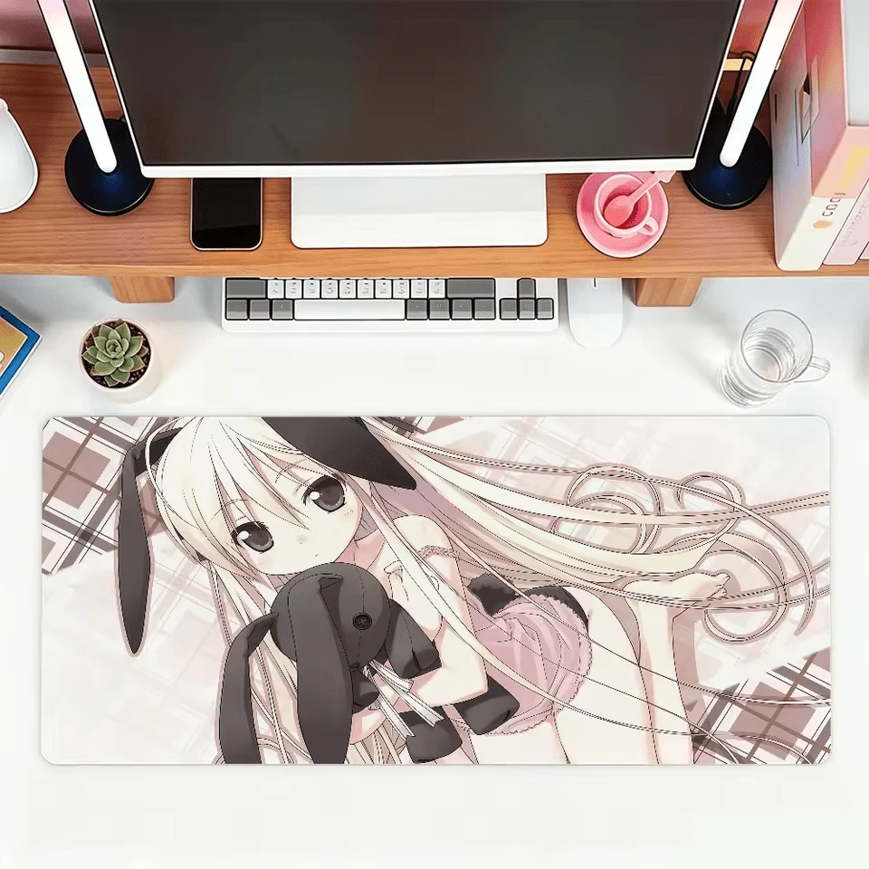 Extra Large Leather Computer Mouse Pad, Extra Large Multiple Sizes Genuine Leather Touch Mouse Pad, Cute Y2k Anime Girl Table Mat, Student Meal Mat, Desktop Office E-Sports Mat, Anti-Slip And Waterproof, Suitable For Study Desks And Leather Pads - View 1