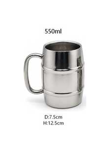 1pc Double-Wall Stainless Steel Beer Mug, Mirror Polished Metal Cup With Raised Ridges, Large Handle And Stable Base, Shatterproof Drinkware, Suitable For Beer, Coffee, Tea, Milk, Home Bar, Saudi National Day, Halloween And Christmas Gift - Multicolor - View 13