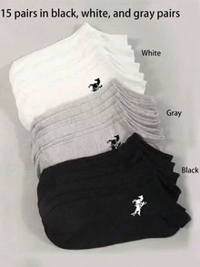 5/10/15/20/30/40 Pairs Unisex Solid Color Short Socks, Soft And Comfortable, Horse Pattern, Casual Versatile Sports Socks, Suitable For Daily Wear Or Outdoor Activities, All Seasons - Multicolor - View 16