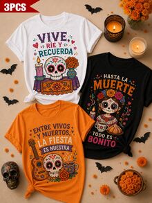 Women T-Shirts - Orange Black White - View 1