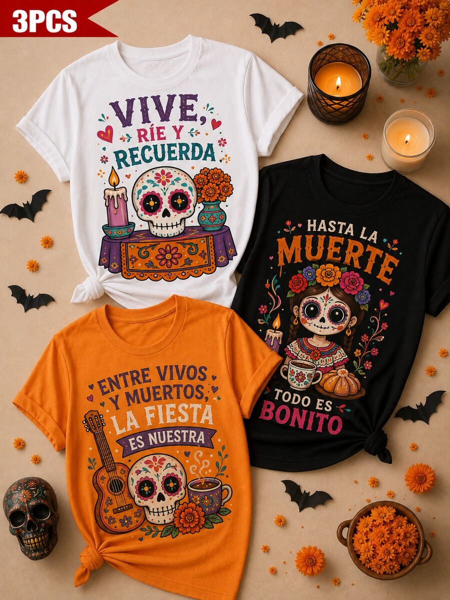 Women T-Shirts - Orange Black White - View 1