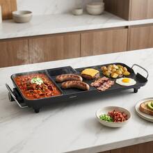 2-In-1 Electric Grill With Hot Pot, Extra Large Indoor BBQ Grill Griddle Combo, 5-Level Adjustable Temperature Multi-Function Tabletop Grill, Nonstick Cooking Station With Kitchen Utensil Gift Set - US B Type Plug(110-127V) - View 10