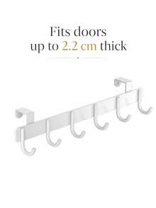 1pc Over-The-Door Hook Rack, Multi-Function Storage Hooks, 6 Hooks Over-The-Door Hook, For Hanging Clothes, Towels, Suitable For Bathroom, Kitchen Cabinet Doors, Max Thickness 2.2cm - Multicolor - View 12