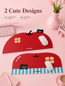 1pc Cute Cartoon Black Cat Pattern Large Desk Mat, Waterproof PU Leather Non‑Slip Mouse Pad, Aesthetic Desktop Protector For Home Office Dorm - Multiple Styles - View 1