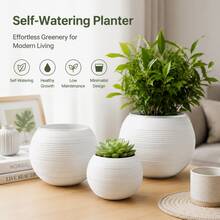 Modern Minimalist Resin Planter - Featuring Round Design And Premium Texture. Suitable For Living Room, Study, Bedroom And TV Cabinet Indoor Spaces. This Thickened Resin Planter... - A - View 8