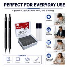 Metal Low Centre Of Gravity Automatic Pencil Set (0.5/0.7mm), Black 2B Graphite Leads, Suitable For Sketching, Artistic Drawing, School And Office Writing Includes 2 Pencils + 1 Box Of Leads + 2 Packaging Tubes Fine Writing Instruments - Multiple Styles - View 9