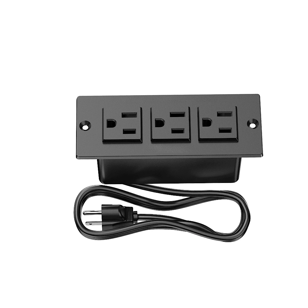 Ổ cắm điện âm mini, 3 ổ cắm AC, dây nối dài 1.5m, tiết kiệm không gian, phù hợp cho bàn làm việc tại nhà, tủ đầu giường, mặt bếp, bàn làm việc, phòng ký túc xá - Phích cắm loại B của Mỹ (110-127V) - Xem 1