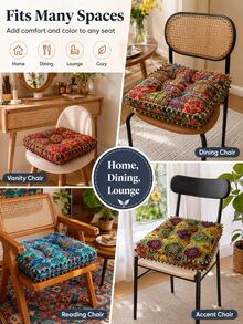 Bohemian Floral Pattern Thickened Linen Floor Mat, Soft Non-Slip Breathable Tatami Window Sill Slouchy Seat Cushion, Comfortable Meditation Pad, Suitable For Living Room, Bedroom, Balcony, Home Daily Use - Cushion - View 9
