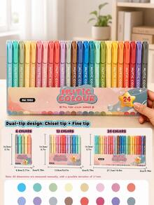 18-Color Highly Attractive Highlighter Set, Suitable For Daily Drawing/Note-Taking/Journaling, Perfect As Gifts For Friends/Children On Christmas/Halloween/Easter And Other Holidays. - Multicolor - View 10