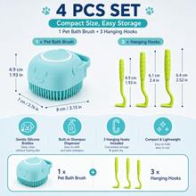2pcs Shower Bath Brush For Cats And Dogs + Tick Removal Tool – Soft Massage Bristles, Colors May Vary, Ergonomic Handle + Removable Top Cover. Suitable For Water Washing And Bathing Scenarios – Designed Specifically For Small To Medium Pets. - Multicolor - View 4