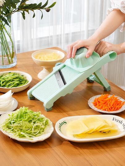 Multifunctional Slicer And Vegetable Chopper With Container, Stainless Steel Blades, Suitable For Onion, Fruit And Vegetables, Non-Slip Base, Convenient Meal Prep