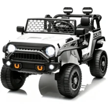 24V 2‑Seater Ride On Toy Car, 800W 4WD Powered Truck With Remote Control, 20" Seats, Bluetooth, LED Lights, Soft Start & Brake, For Kids Ages 3‑8 - White - View 11