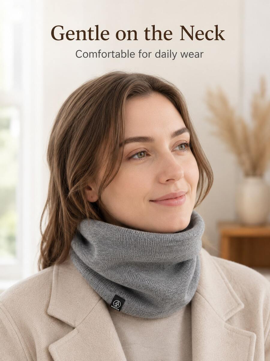 Classic Knitted Fabric Fleece Lined Neck Warmer, Plush Inner Layer With Ribbed Texture, 4 Colors Available, Unisex Pullover Style Scarf, Suitable For Cycling, Running, Hiking, Commuting, Skiing, Outdoor Sports, Cold Weather, Holiday Gifts, Winter Daily Wear