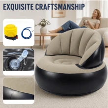 3pcs Set: 1 PVC Inflatable Sofa, 1 Air Pump, 1 Air Hose. PVC Outdoor Chair, Inflatable Chair, Foldable Portable Chair, Outdoor Goods, Home Decor, Inflatable Bean Bag Chair For Outdoor Use, Inflatable Camping Chair, Inflatable Lounge Sofa - Multicolor - View 4