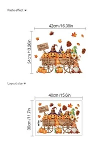 Halloween Funny Pumpkin Ghost Goblin Wall Sticker Set, Retro Cartoon Patterns, Self-Adhesive And Removable, Living Room Window Party Atmosphere Decoration Decals - Wall Stickers - View 12