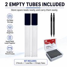 Metal Low Centre Of Gravity Automatic Pencil Set (0.5/0.7mm), Black 2B Graphite Leads, Suitable For Sketching, Artistic Drawing, School And Office Writing Includes 2 Pencils + 1 Box Of Leads + 2 Packaging Tubes Fine Writing Instruments - Multiple Styles - View 7