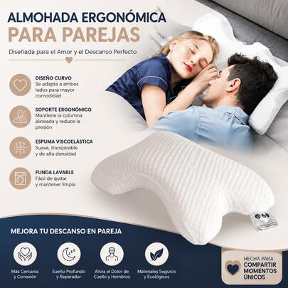 Almohada Ortopédica para Cuello y Brazo, Espuma Viscoelástica de Alta Densidad, Almohada en U para Dormir Cómodamente