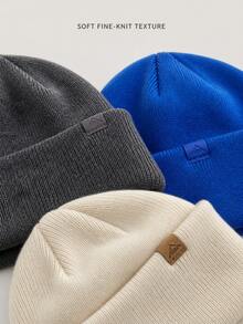 Women's Solid Color Ribbed Knit Loose Beanie, Soft Warm Folded Brim Winter Hat, Suitable For Daily Wear - Hat - View 5