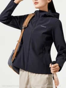 CAMEL CROWN Women's Autumn Outdoor Windproof Slim Fit Softshell Jacket With Triple Protection - Phantom Black - View 2
