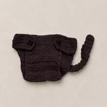 Newborn Photography Props Outfit, 3 PiecesHandmade Crochet Monkey Pants Set With Hat, Diaper Cover & Banana For Baby Photoshoots - Multicolor - View 7