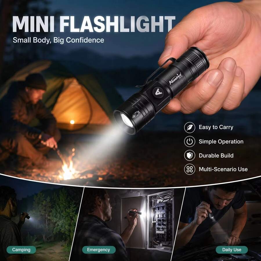 Zoomable High Power LED Flashlight, Aluminum Alloy Handheld Portable Torch, USB Rechargeable Outdoor Light, Alonefire For Camping, Hiking, Hunting, Fishing, Emergency Survival