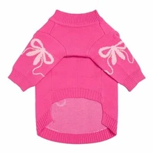 2026 New 1PC Pet Clothes, Pet Bow Sweater, Dachshund Sweater, Maltese, Autumn/Winter Style, Small And Medium Dogs, Cute, Minimalist, Teddy Bichon Corgi Clothes, Anti-Shedding, Suitable For Short-Legged Dogs And Cats - Hot Pink - View 6