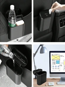 Universal Car Trash Can With Lid, Multi-Functional Leak-Proof Car Storage Box, Car Organizer, Hanging Storage Box, Mini Creative Car Trash Can, Portable Hanging Trash Can, Easy Installation, Convenient To Carry, Suitable For Front And Rear Seats, Car, Office, Bedroom, Home, Etc., Car Storage, Compatible With Multiple Car Models, Essential Gift For Drivers - A - View 5