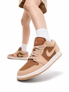 Nike AJ1 Women's New Sneakers Air Jordan 1 Low Casual Board Shoes - Tan - View 4