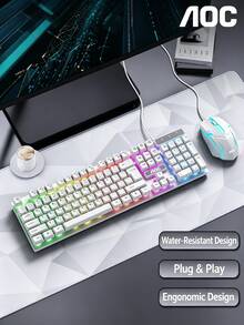AOC Keyboard, Gaming Keyboard And Mouse Combo, Professional-Grade Gaming Mouse, Mechanical Keyboard With Dynamic Backlighting System, Ergonomic Design, Plug And Play, Driverless, All-Around E-Sports Equipment. - View 12
