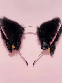 2pcs Cat Ear Headband And Cat Paw Gloves Set, Soft Plush Material Comfortable, Suitable For Halloween, Christmas And Various Parties - Multicolor - View 8