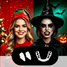 1 Set Of Teeth Assistive Props For Role-Playing, Suitable For Halloween Christmas And Various Themed Events - White - View 1