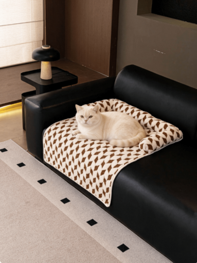 1pc Herringbone Jacquard Pet Sofa Cushion Pad, Anti-Slip Scratch-Resistant Sofa Protector, Multi-Scenario Cat Dog Sleeping Mat, Car Indoor Outdoor Universal Sofa Cover, Couch Cover