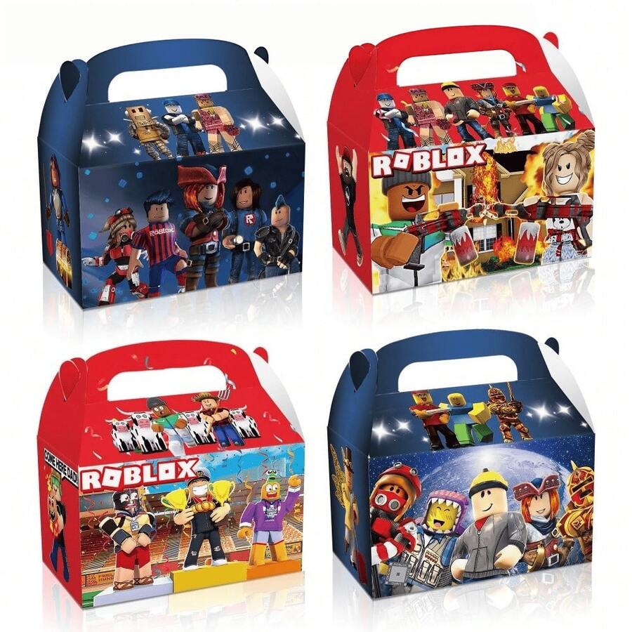 12pcs Anime Girl Theme Birthday Party Gift Boxes, Cute Character Candy Boxes With Handles, Portable Gift Boxes, Anime Theme Birthday Party Decoration, Suitable For Game Night, Birthday Party And Teen Gifts Theme Snack Candy Boxes - Multicolor - View 1
