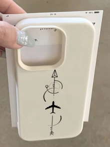 1件 白色箭頭紙飛機極簡全包覆 TPU 防摔手機殼，適用於 Apple 18 17 16 15 14 13 12 11 Pro Max Air 及系列 - 彩色 - 查看 1