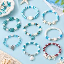 Kit Manik-Manik Tanah Liat Lunak Bertema Laut 3200pcs, Perlengkapan Pembuatan Perhiasan DIY dengan Liontin Kerang, Bintang Laut, Turquoise, dan Batu, Set Manik-Manik Warna-warni untuk Gelang Persahabatan, Kalung, dan Kerajinan Tangan - A - View 2