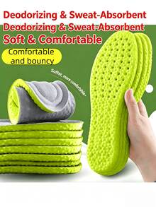 High Elasticity Cloud-Feel Shoe Insoles, Breathable, Odor-Resistant, Sweat-Absorbing Soft Cushion, Comfortable Massage Shock-Absorbing Long-Standing Support, Suitable For Sports Shoes - Green - View 2
