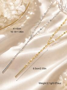 FOREVER QUEEN 925 Sterling Silver Minimalist Personalized Hip-Hop Lip Chain Tassel Pendant Y-Shaped Necklace Sweater Chain Gift Box Set - Y Chain - View 8
