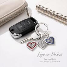 1pc Rhinestone Heart Charms With Split Rings, Sparkling Alloy Keychain Pendants For Bags, Keys, Pouches & DIY Accessories - Single Piece - View 6