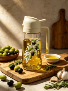 1pc Plastic Olive Oil Spray Bottle, Spray Bottle With Exquisite Pattern, Spray-Pour Dual-Use Multifunctional Oil Spray Bottle, Refillable And Can Hold Various Liquids, Lightweight For Home Use, Suitable For Kitchen Cooking, Salad Making, Outdoor BBQ, Baking, Kitchen Gadget, Cooking Utensil, BBQ Accessory--Not Dishwasher - Multicolor - View 3