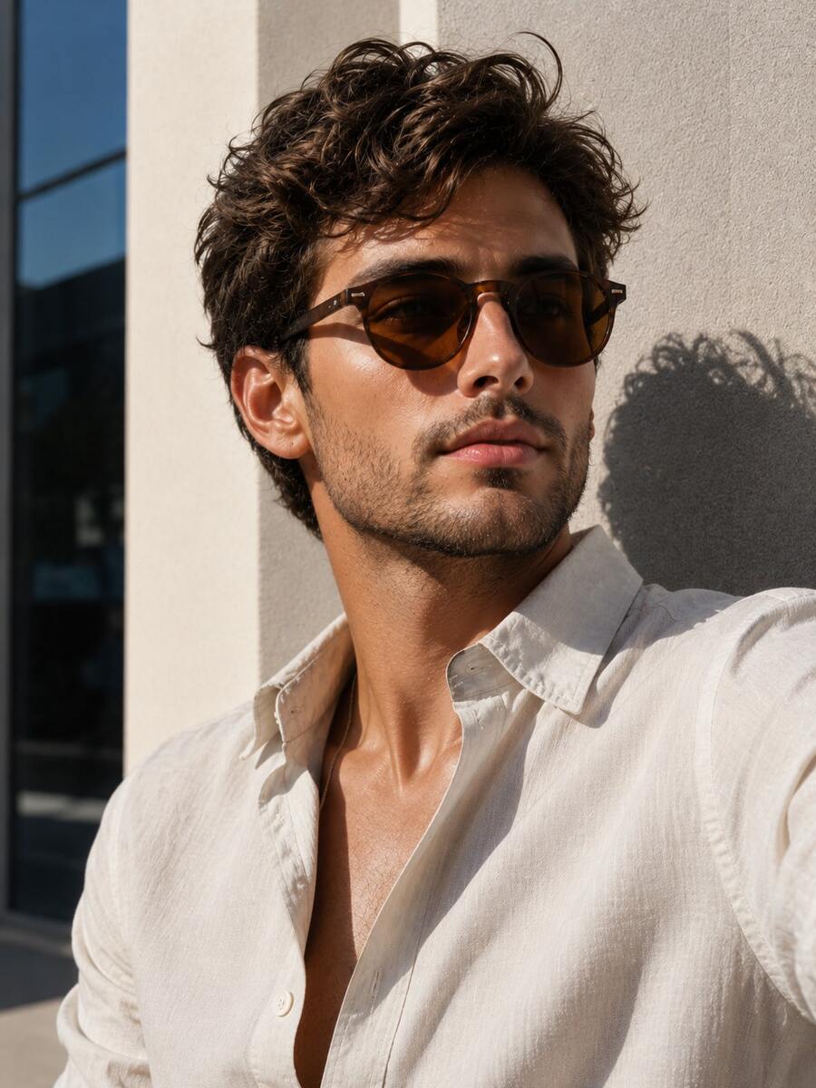 FIYLROG Simple And Retro Round Fashion Glasses With Olive Green Frame Design. Classic And Versatile, Perfect For Couples. Fashionable Eyewear. - Multicolor - View 1