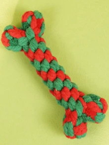 1 món đồ chơi dây thừng bện hình xương Giáng Sinh cho chó, màu đỏ và xanh lá, dây thừng cotton mài răng, phụ kiện thú cưng cho chó nhỏ và trung bình, giảm nhàm chán - Nhiều màu - Xem 4